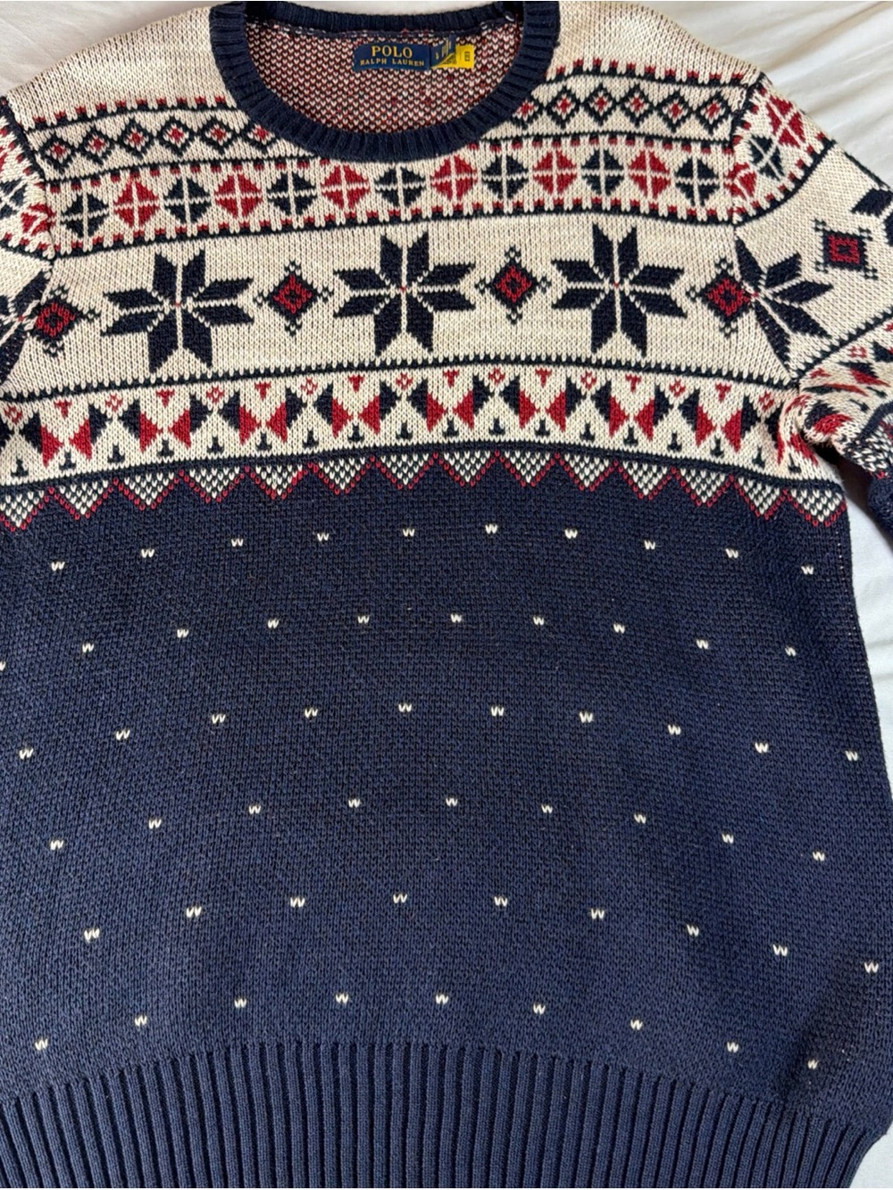 Ralph Lauren Navy/Cream/Red Fair Isle Crewneck Sweater